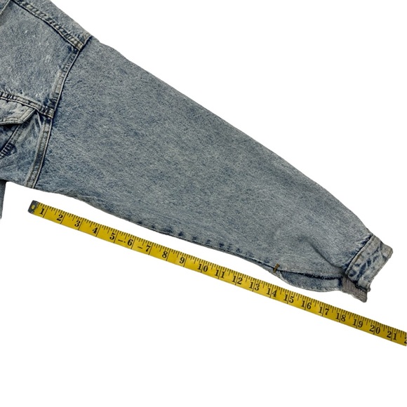 Vintage 90s French Navy Distressed Acid Wash Denim Jean Trucker Jacket - Picture 16 of 16